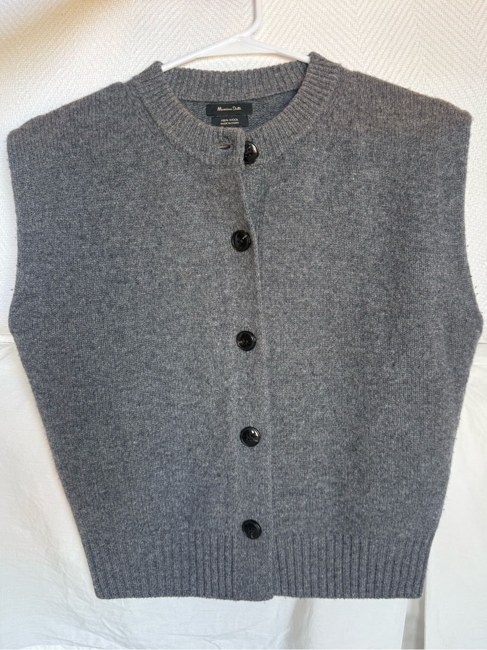 Massimo Dutti Gray Button-Front Wool Vest